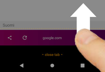Picture of thumb flinging up to close tab with one hand