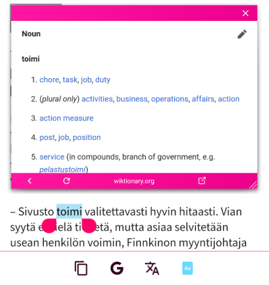 Look up words with multi-lingual dictionary in browser